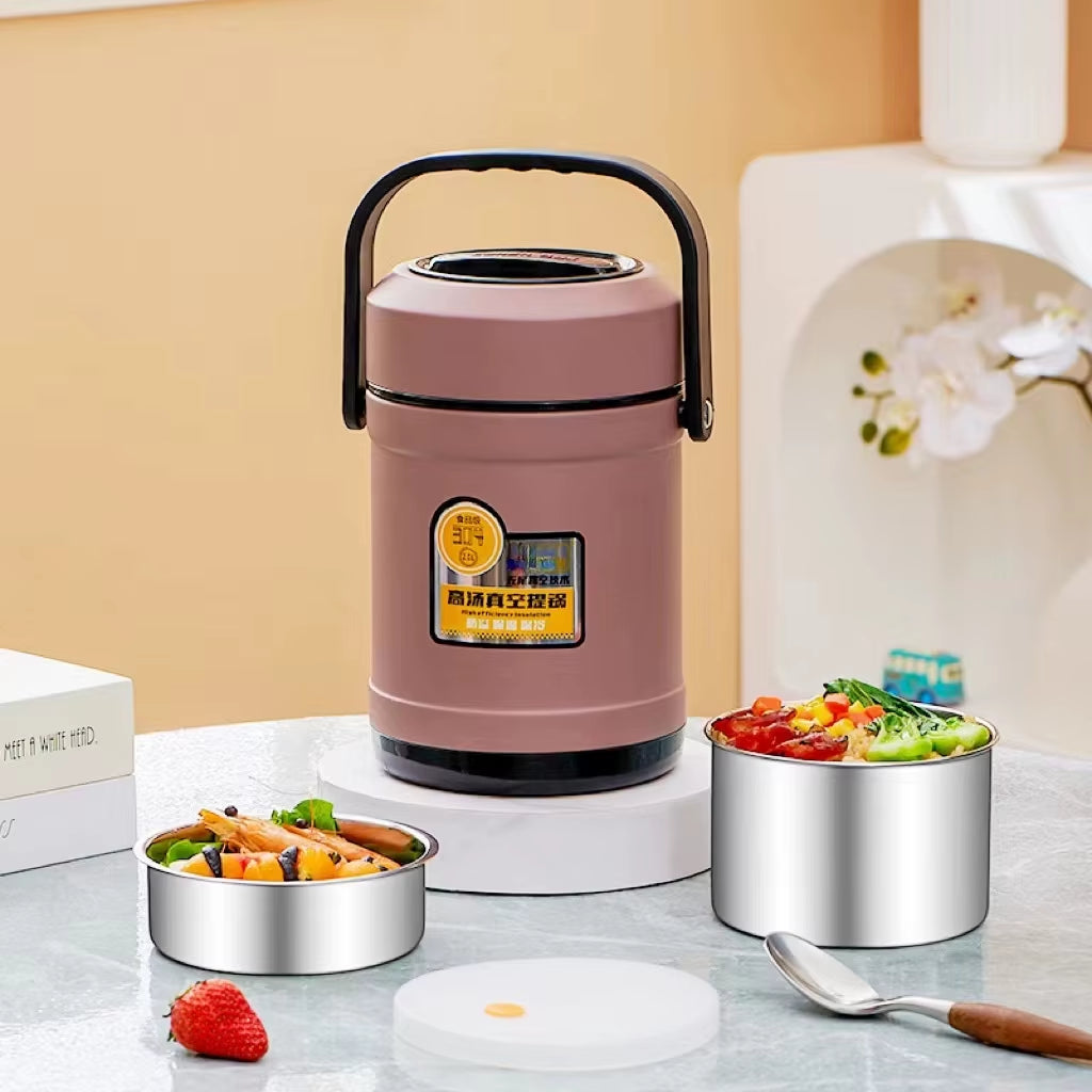 Stainless Steel Vacuum Thermal Lunch Box Large Capacity Multiple Layers Insulated Barrel Bento Box Carrying Pot
