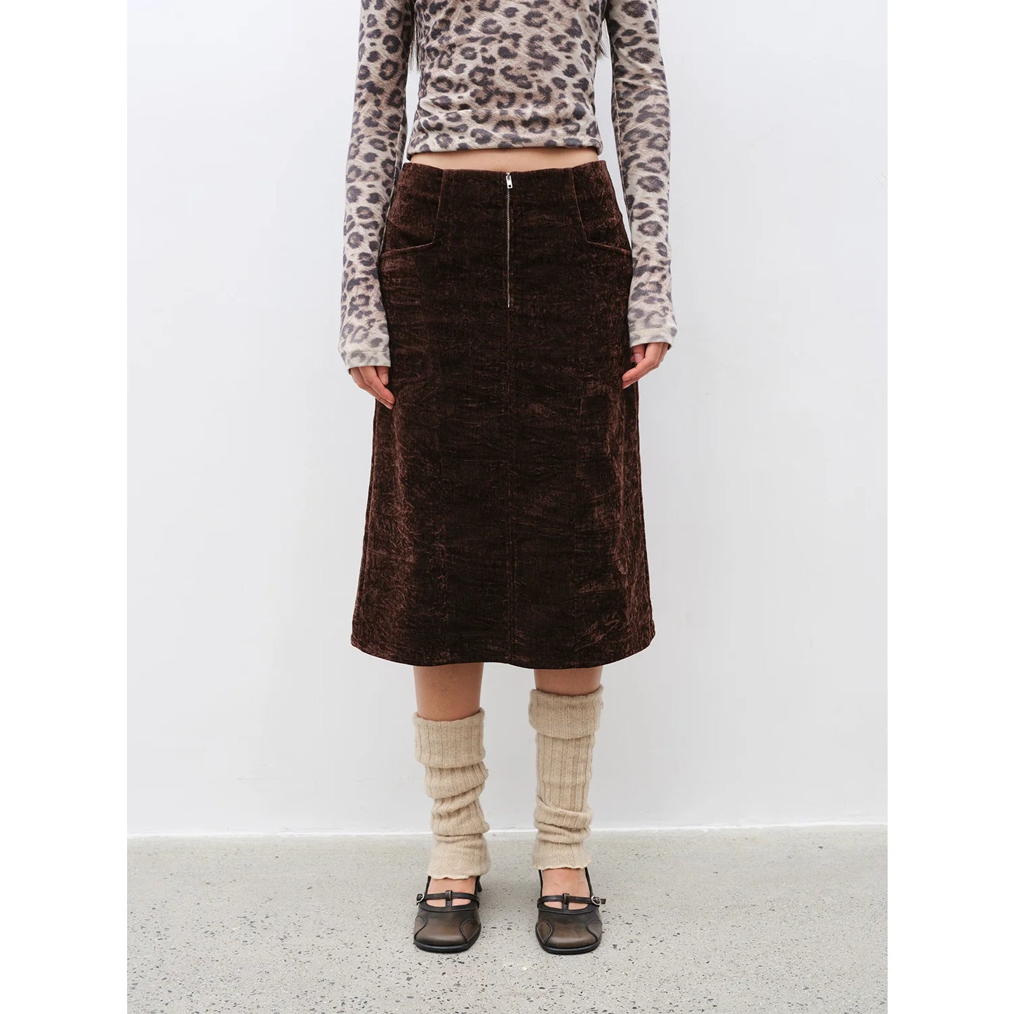 "Autumn Slumber" Unique Stylish Double-Sided Sherpa Textured Versatile Slimming Skirt