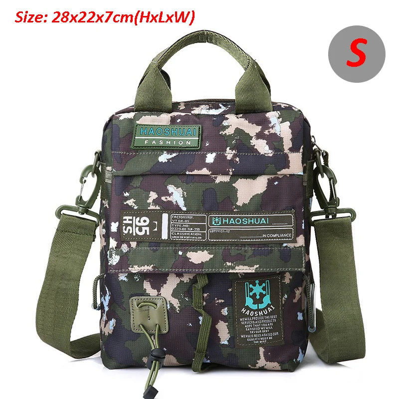 Men'S Bag Messenger Bag Male Waterproof Nylon Camouflage Satchel over the Shoulder Crossbody Bags Handbag Mini Briefcase XA99WC