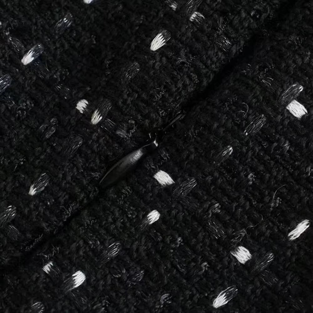 Tweed Dress Women Sexy Bodycon Slip Dress for Women 2021 Vintage Black Casual Women Clothing Hollow Out Waist Mini Dresses