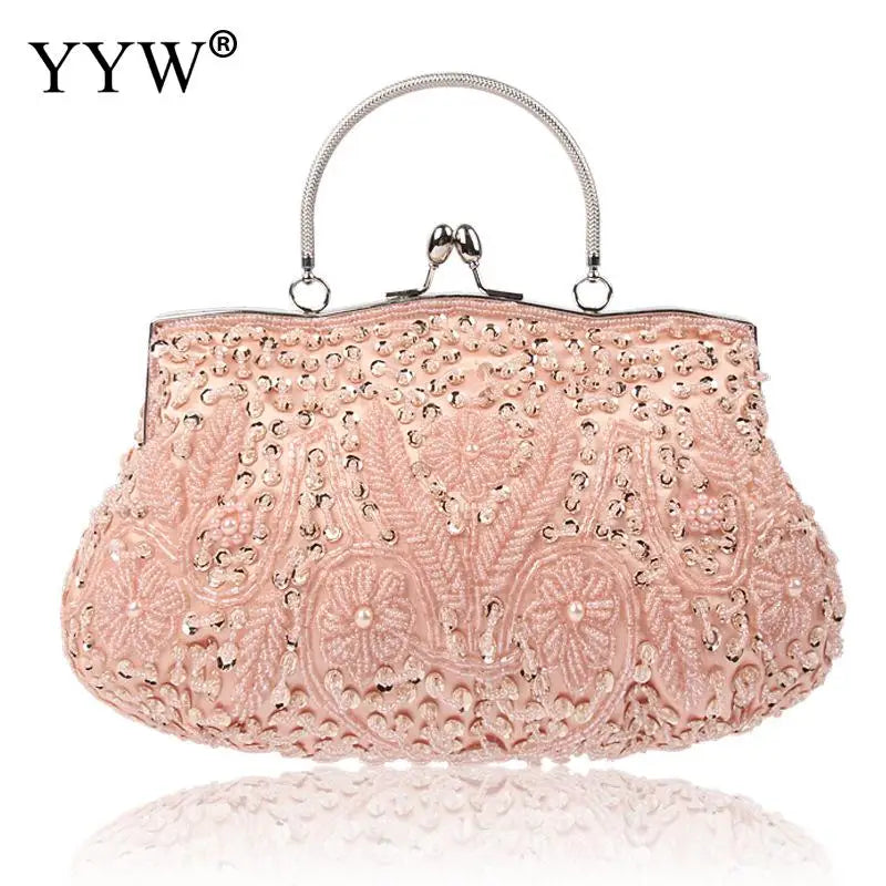 Women Clutch Bags Ladies Beads Evening Bags Wedding Party Bridal Embroidered Handbag Women Solid Retro Small Totes Mini Wallets
