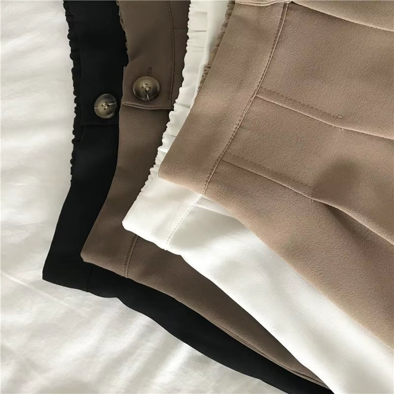 Shorts Women Fashion Simple Casual Solid Comfortable High Waist Trousers Ulzzang Pleated Chic Summer Student Female Clothing