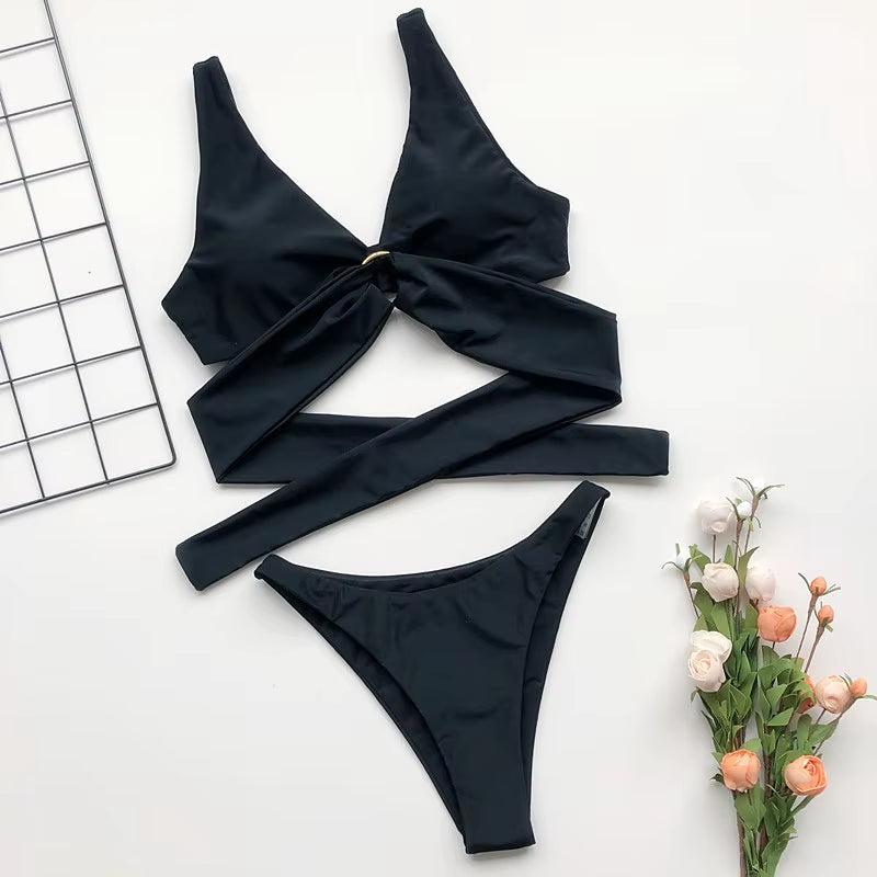 Push up Bikini 2024 Sexy Bikini Set Women Swimwear Bathing Suit Swimsuit Female Swimming Suit Bandage Swimsuit Thong Bikini