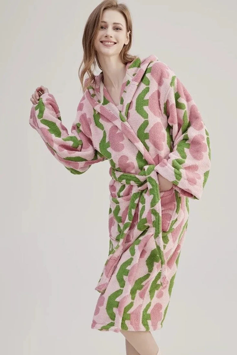 Whimsical Tulip Hooded Bath Robe - 100% Organic Long-Stapled Cotton