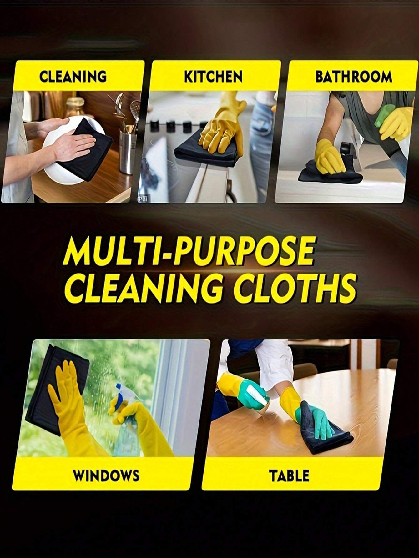 HYER KITCHEN 5/10/20Pcs Black Cleaning Dish Cloth Towel Set, Super Soft & Quick Dry