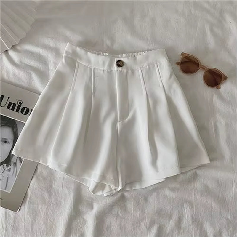 Shorts Women Fashion Simple Casual Solid Comfortable High Waist Trousers Ulzzang Pleated Chic Summer Student Female Clothing