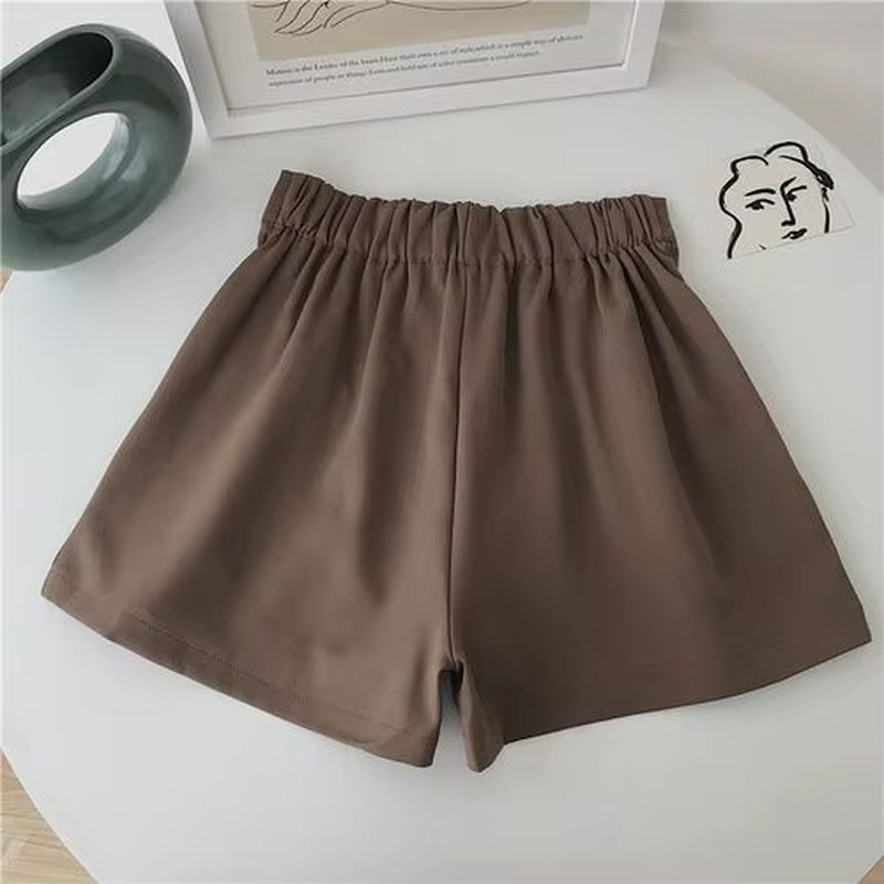 Shorts Women Fashion Simple Casual Solid Comfortable High Waist Trousers Ulzzang Pleated Chic Summer Student Female Clothing