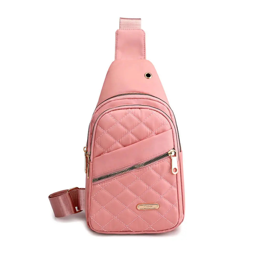 Women'S Embroidery Rhombus Chest Bag Multi-Layer Large-Capacity Single-Shoulder Diagonal Bag Casual Rhombus Chest Handbag 2024