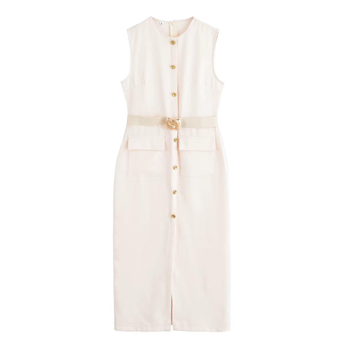 2025 Womens Dresses Black Office Long Dresses for Women Spring Sleeveless Midi Dress Woman Belt Button Women'S Dress Vest