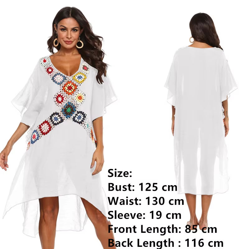 Bikini Cover Ups for Women Beach Tunic Black White Lace Saida De Praia Dress Summer Long Robe Cover up 2025 Maxi Dresses Coverup