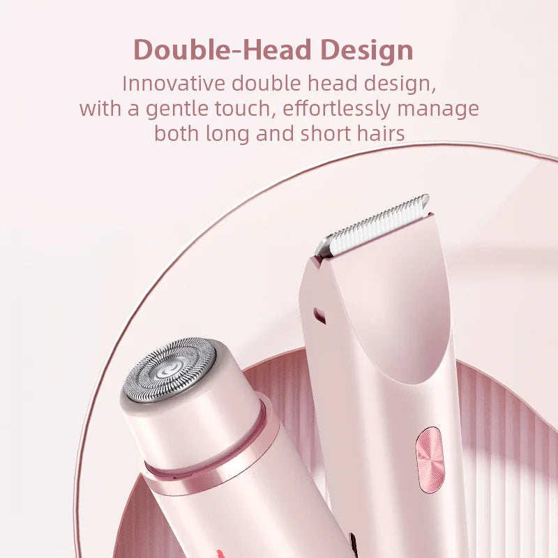 Dual Head Hair Removal for Women Portable Float Blade R-Shaped Head Wet Dry Use Waterproof Painless Facial Trimmer Body Epilator