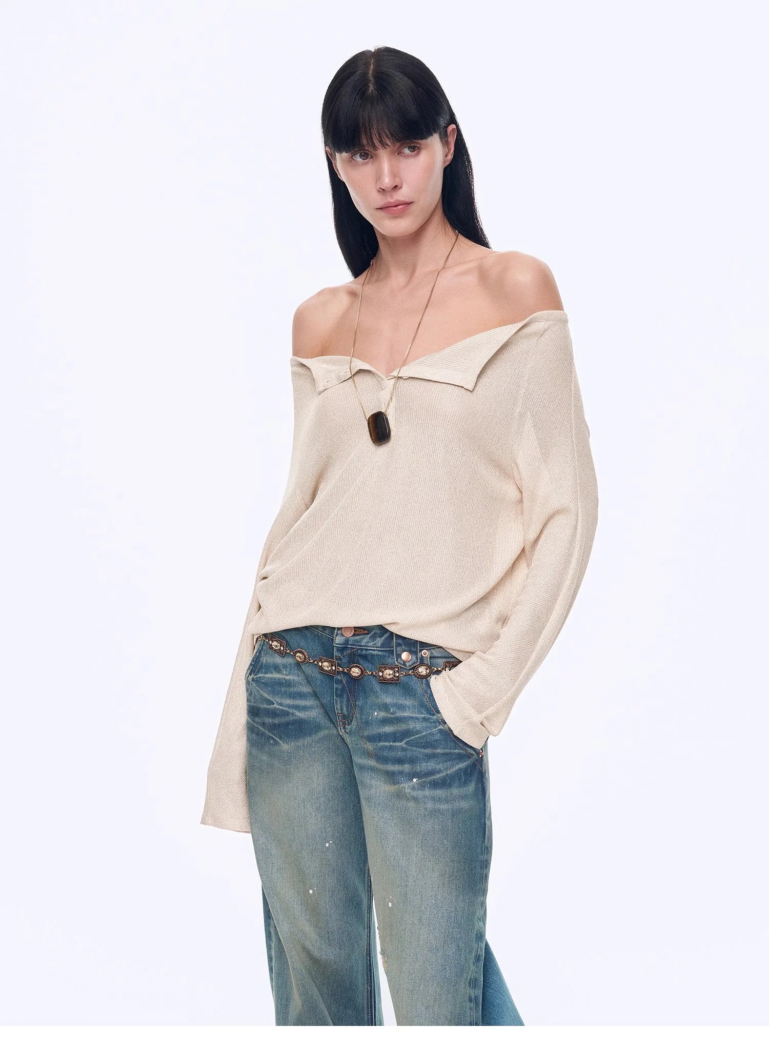 "Fashion Law" Casual One-Shoulder Raglan Sleeve T-Shirt Top
