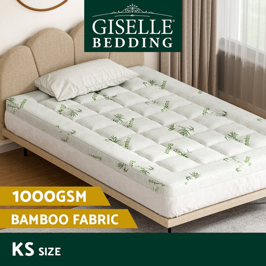 Giselle Bedding Mattress Topper Bamboo Fibre Pillowtop Protector King Single