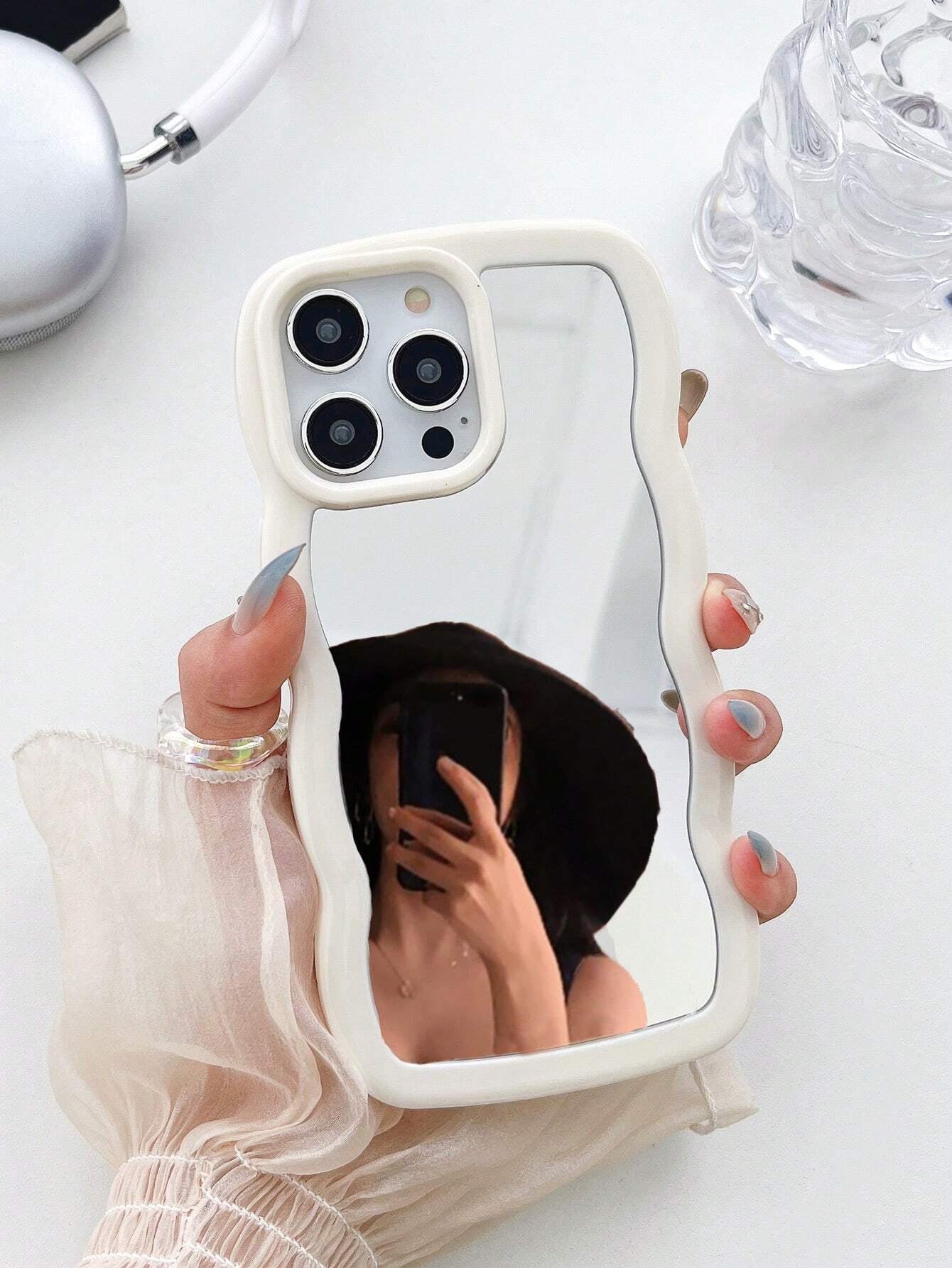 Acrylic Wavy Mirror Phone Case Compatible with Iphone 17 Pro Max/17 Pro/17 Air/17/16 Pro Max/16/16 Pro/16 Plus/15/15 Pro/15 Pro Max/11/12/13/14 Pro Max/Xs/Xr/11 Pro/11 Pro Max/12 Pro/12 Pro Max/13 Pro/13 Pro Max/7 Plus/14 Pro/14 Pro Max/14 Plus/7 Plus/8 Plus/8/Se2, Thick Shockproof Hard Shell