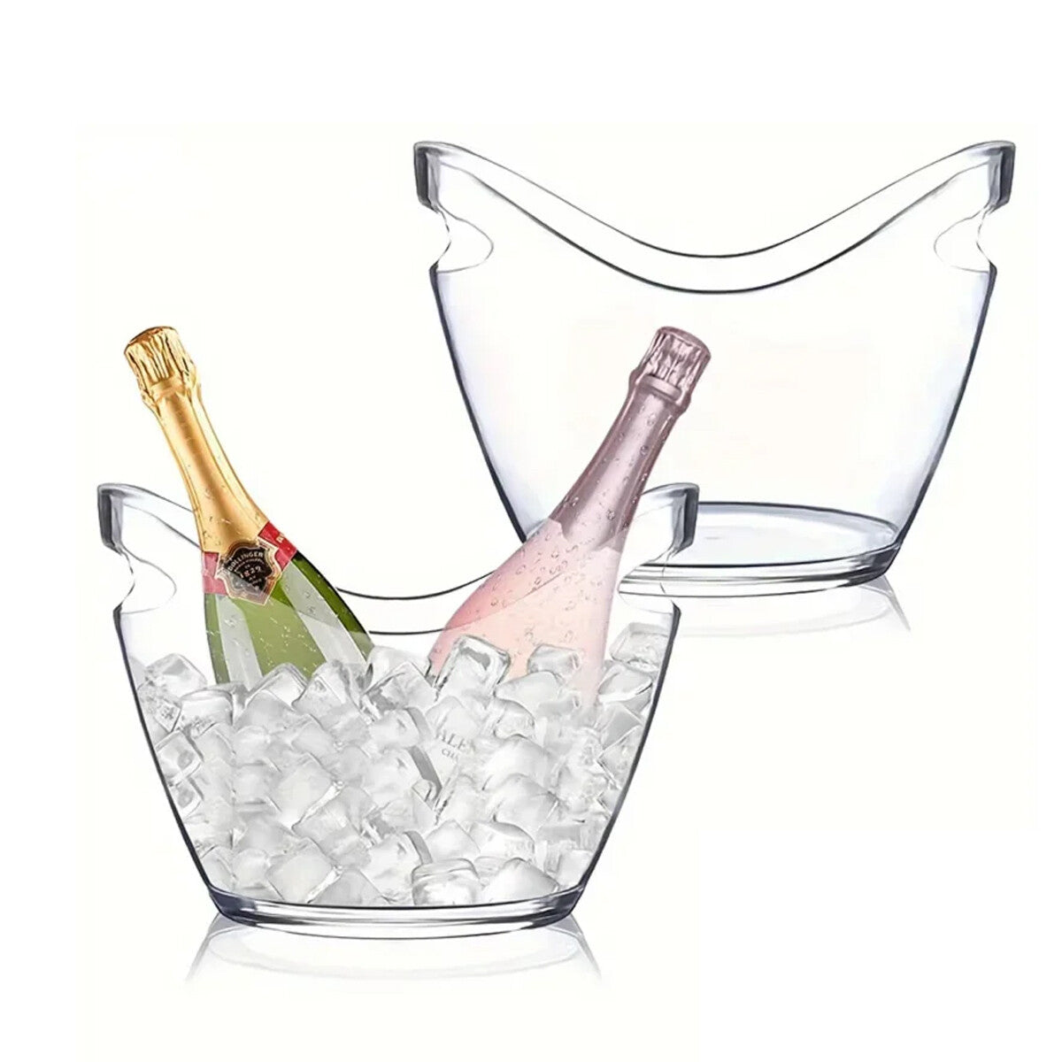 2Pcs Transparent 3.5L Ice Bucket Large Capacity Wine Beer Picnic Cooler Basket