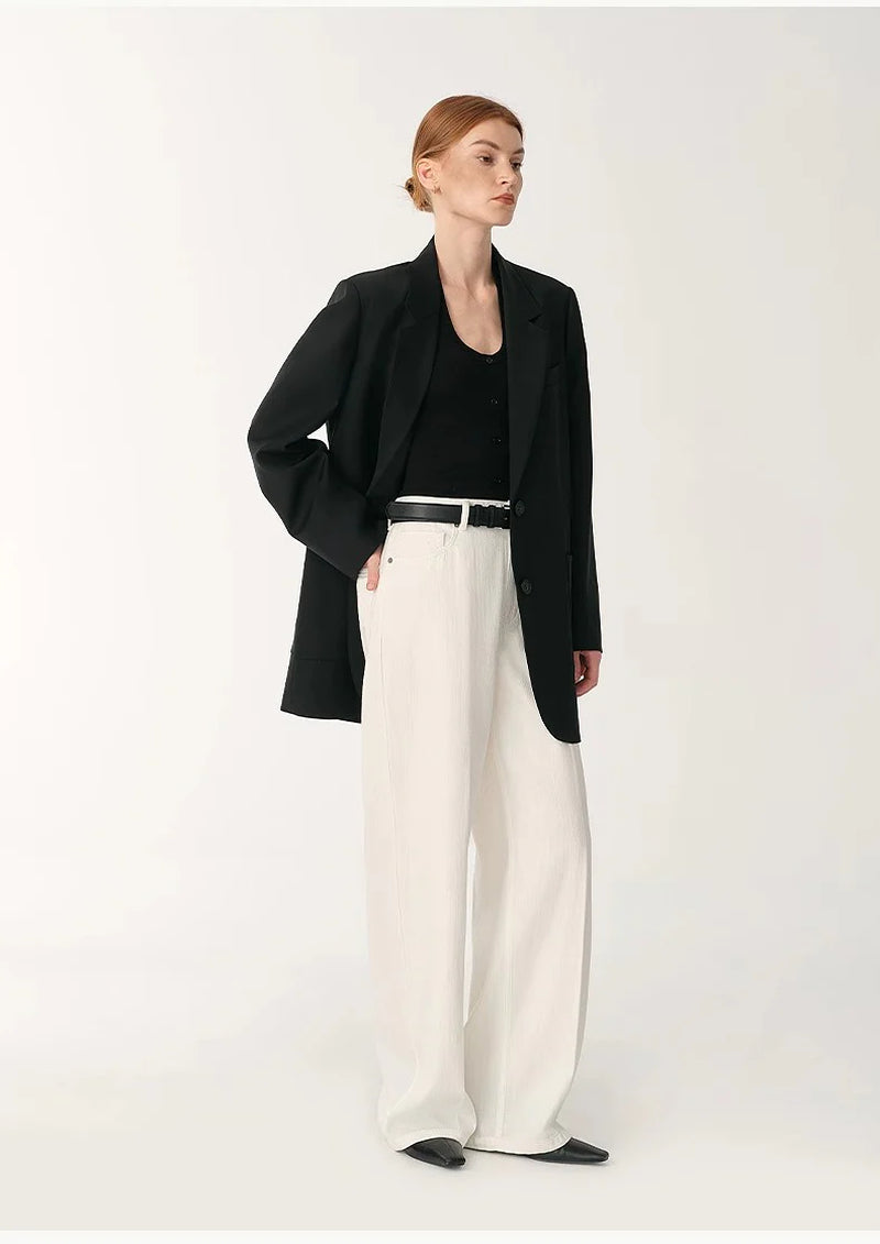 Customized Cotton Fabric Skin-Friendly Washed Drape Versatile Wide-Leg Jeans