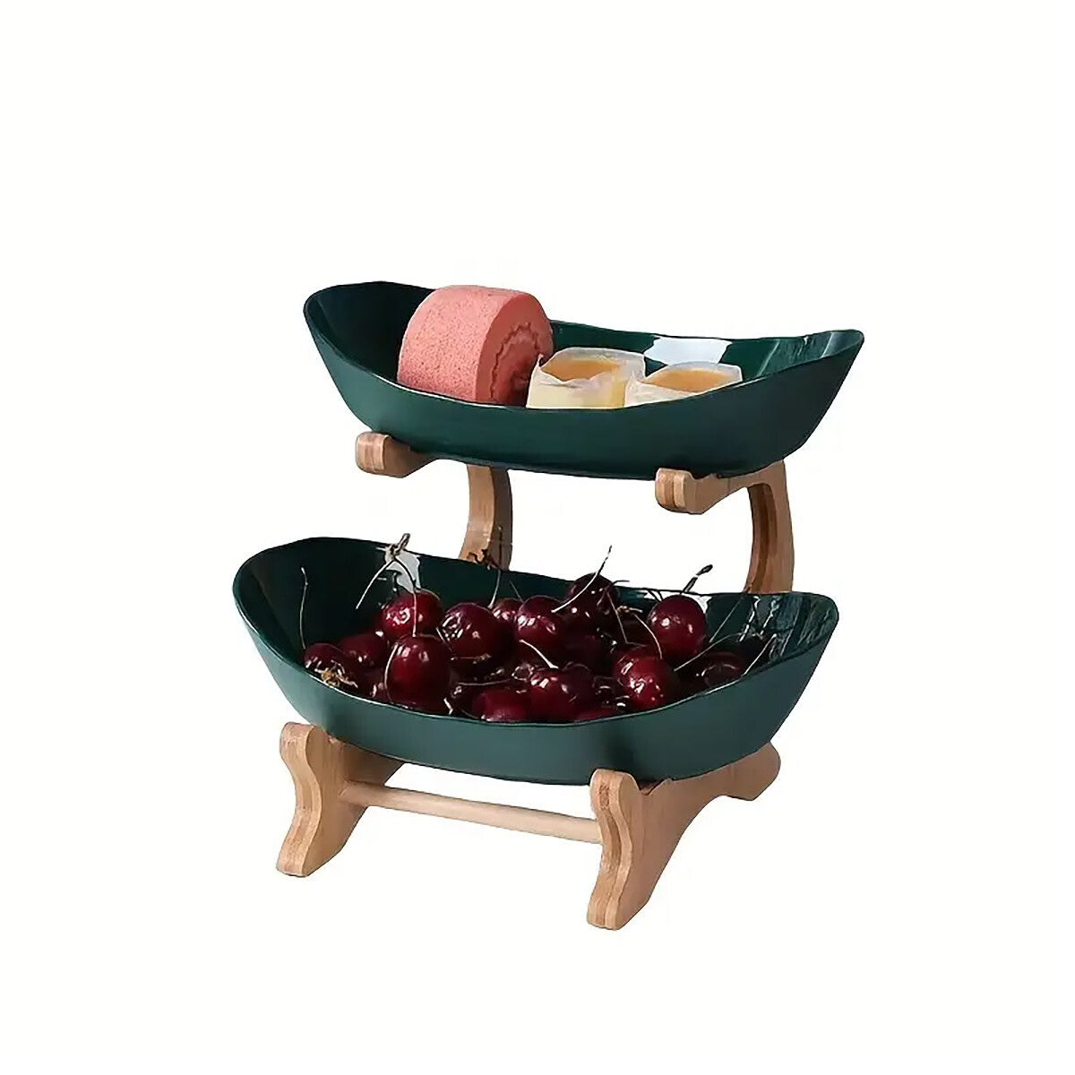 Modern Multi Layer Bamboo Fruit Snack Plate Rack Creative Storage Plate Holder