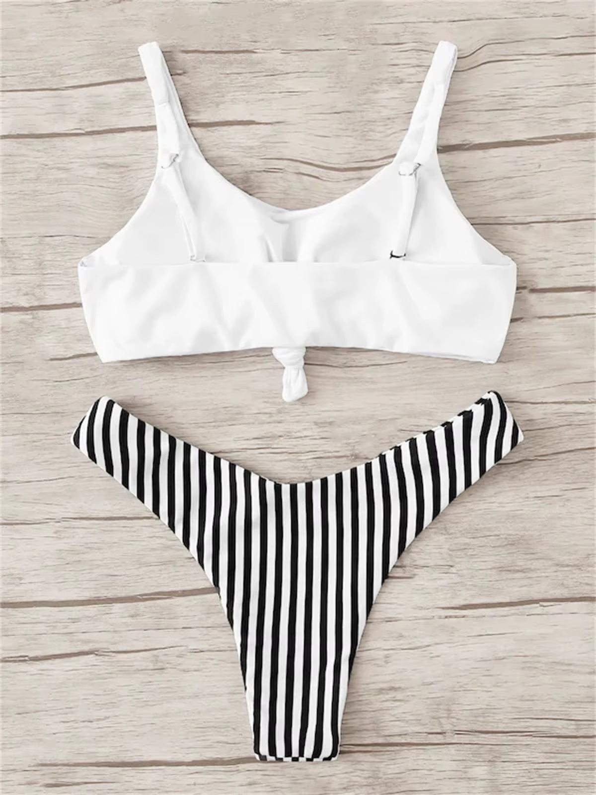 Sexy Micro Bikini 2025 Women Swimsuit Scoop Neck Striped Swimwear Knot Bow Fringe Summer Beachwear Bathing Suit Push up Biquini