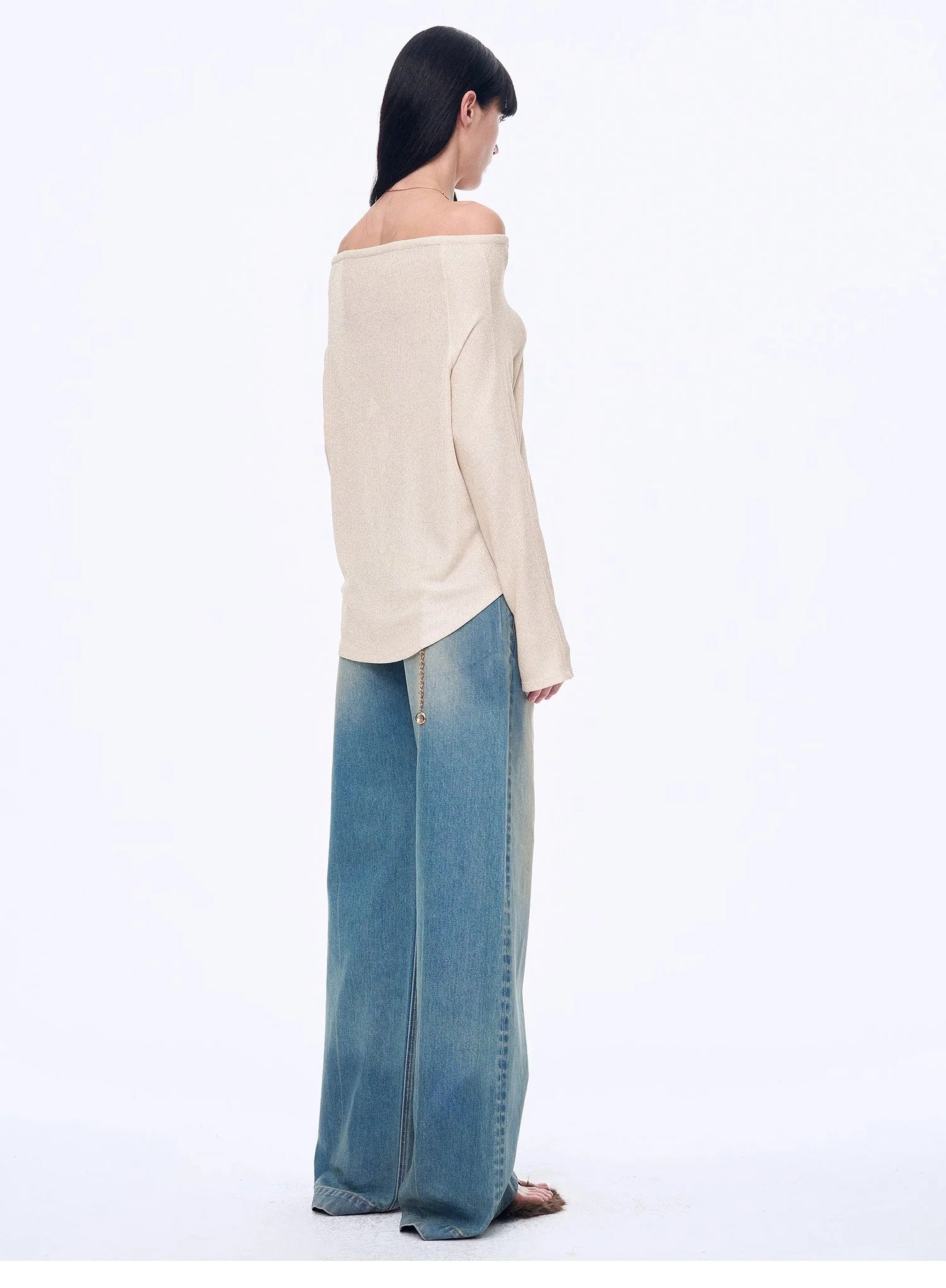"Fashion Law" Casual One-Shoulder Raglan Sleeve T-Shirt Top