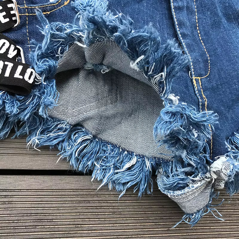 2025 Sexy Low Waist Bandage Denim Ripped Hole Short Jeans Women Mini Skinny Sexy Club DJ Dance Shorts New White Blue Black