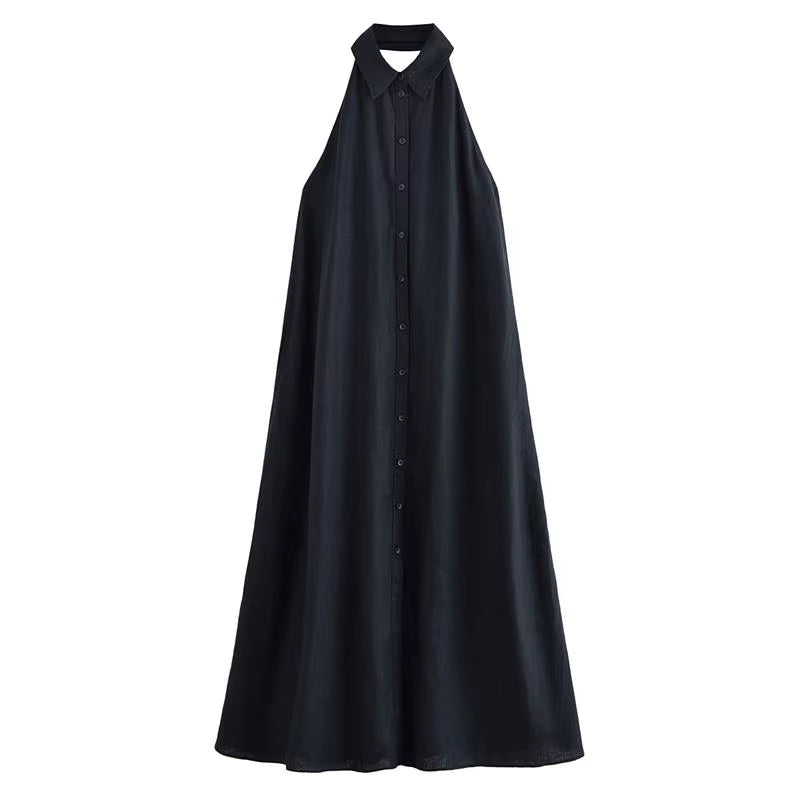 Dresses Summer Women'S 2025 New Neck-Hanging Elegant Long Holiday Dress Women Street Chic Youth Loose Fashion Dress
