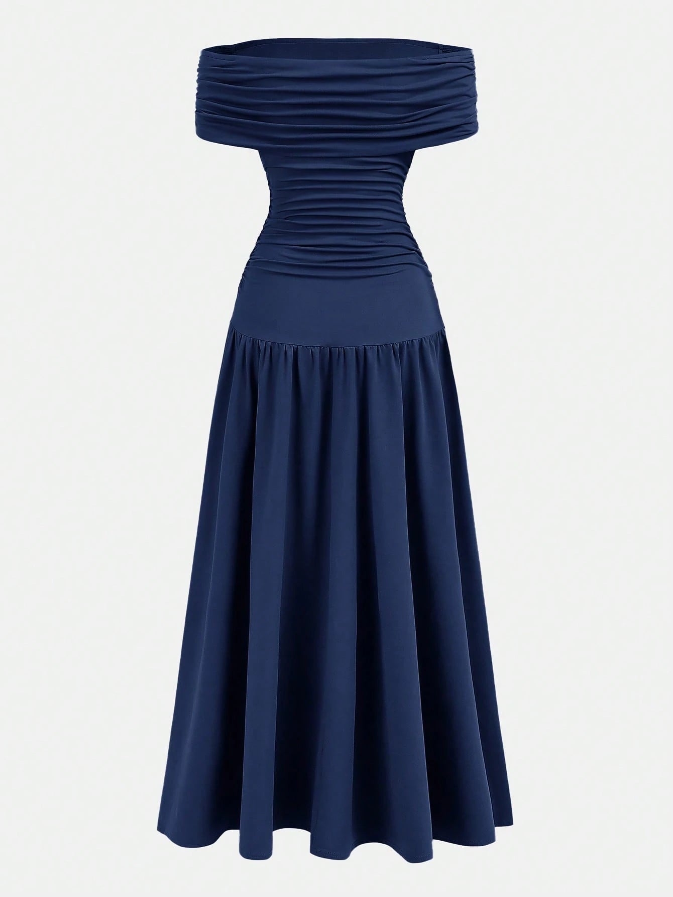 SHEIN Girlism Elegant Navy Blue Long Striped A-Line Teen Dress with Short Sleeves for Everyday Casual Navy Blue Formal Dress Blue Elegant Dress Dress for Wedding Guest off the Shoulder Dress Classy Evening Wear