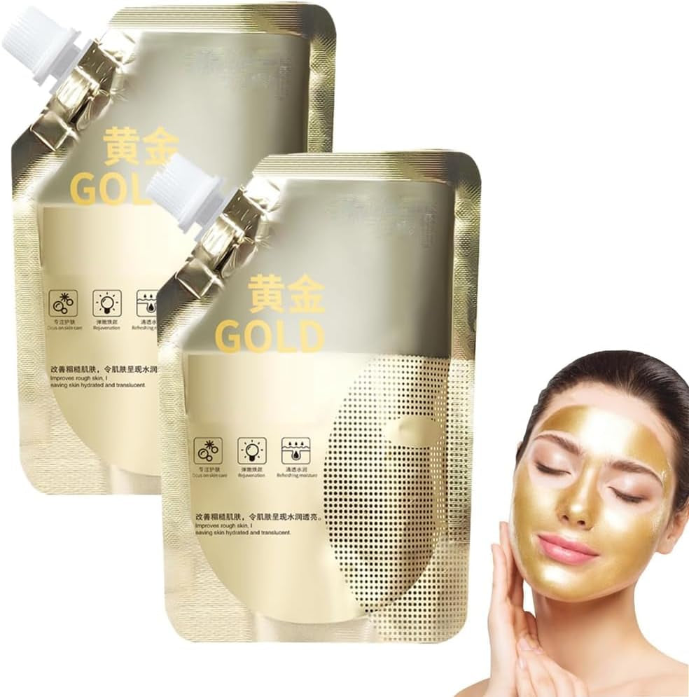 2Pcs Huasurv Gold Mask,Chinese Golden Peel off Mask,Retinol Snake Venom Gold Mask,Gold Foil Peel off Anti-Wrinkle Face Mask for Reduces Blackheads Cleans Pores