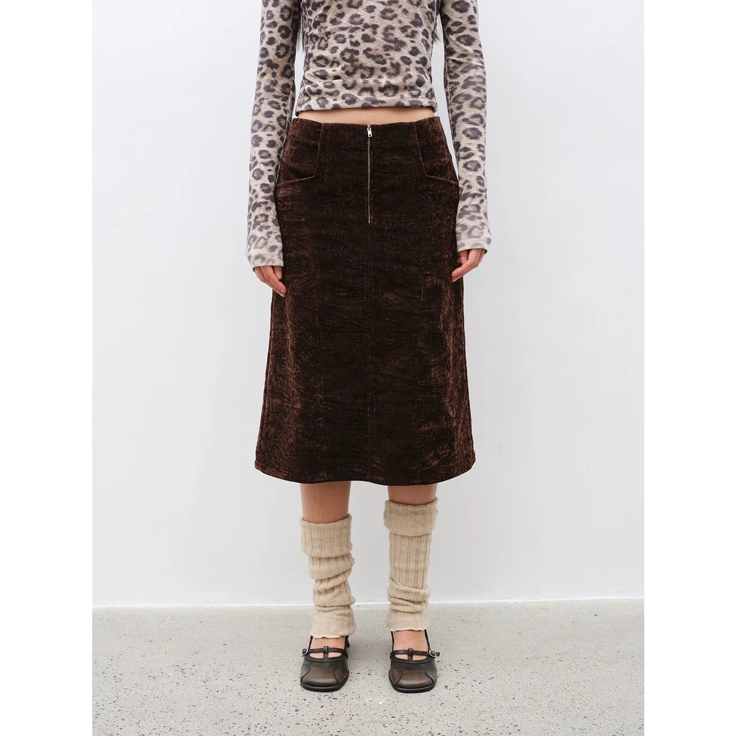 "Autumn Slumber" Unique Stylish Double-Sided Sherpa Textured Versatile Slimming Skirt