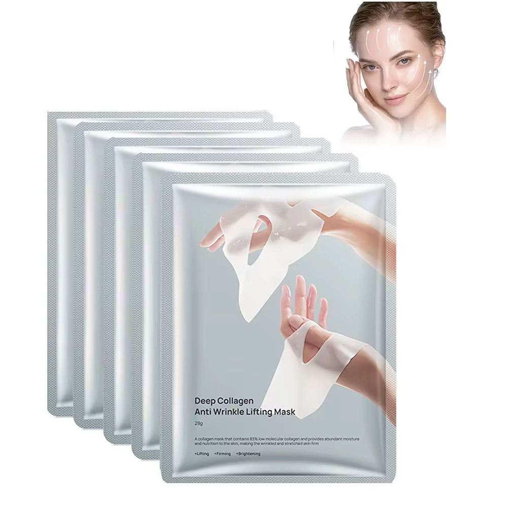 Deep Collagen anti Wrinkle Lifting Mask Collagen Face Mask Overnight, Deep Collagen Mask for Lifting Firming Moisturizing(5Pack)