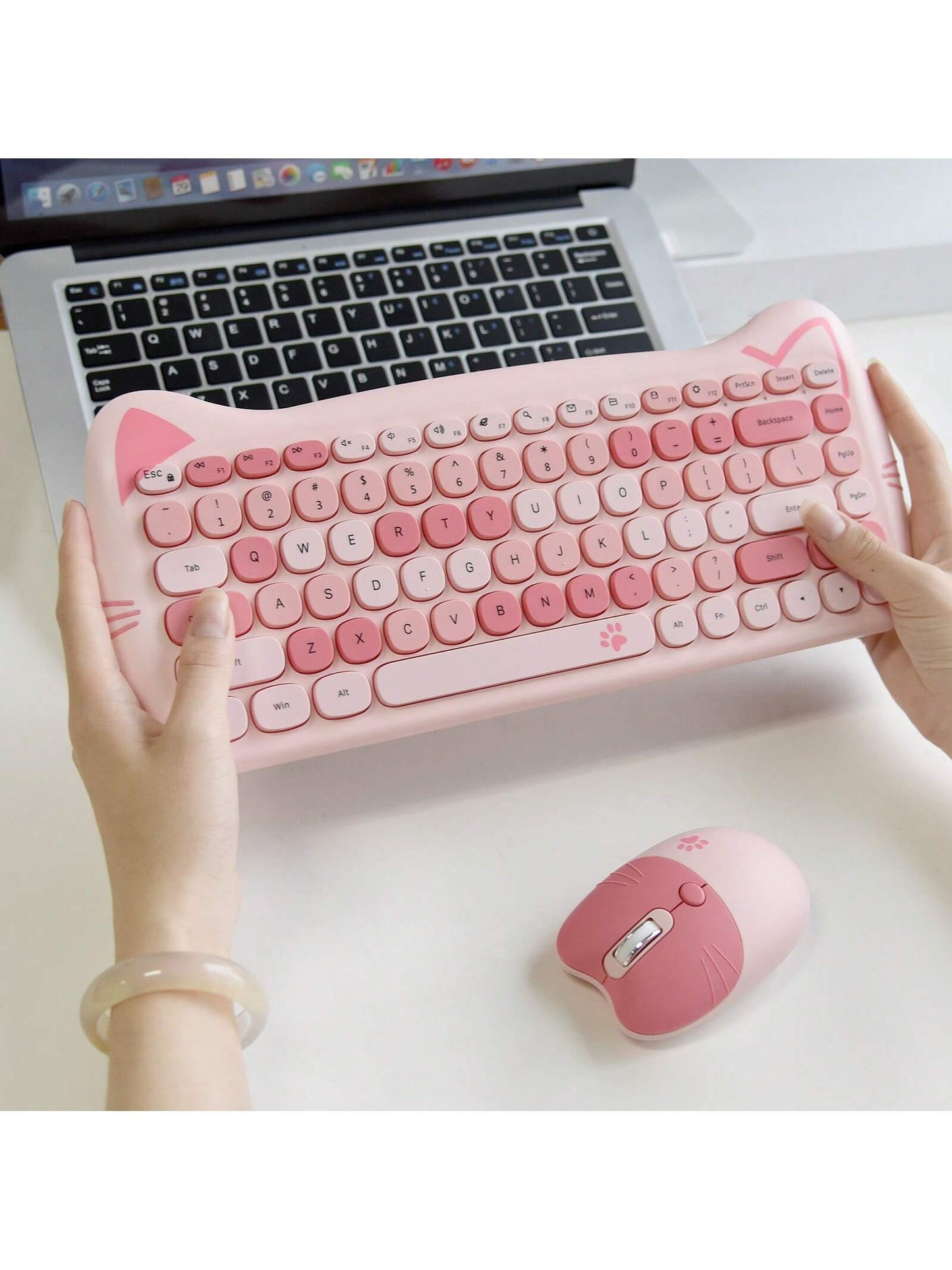 MOFII Mofii Skyscraper Cat Wireless Keyboard and Mouse Set, Colorful Cute Design for Girls, Compatible with PC and Laptop