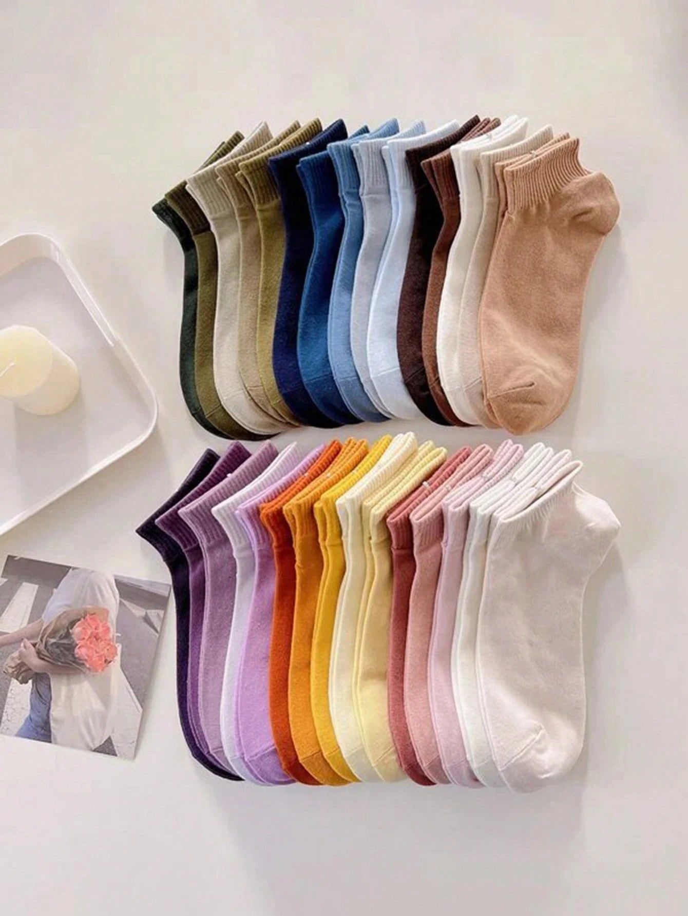 10 Pairs/Pack Random Color Children'S Autumn Winter Summer Solid Color Simple Socks, Suitable for Sports and Leisure Daily Travel the Best Choice