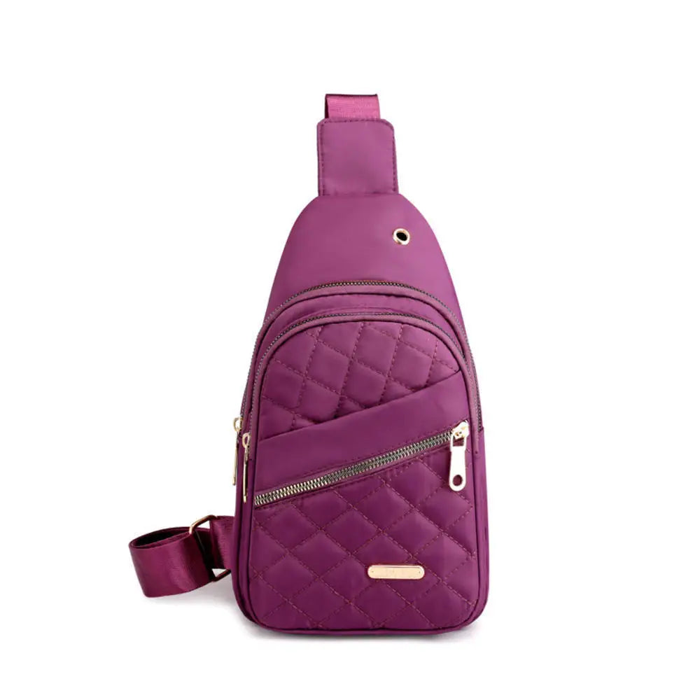 Women'S Embroidery Rhombus Chest Bag Multi-Layer Large-Capacity Single-Shoulder Diagonal Bag Casual Rhombus Chest Handbag 2024