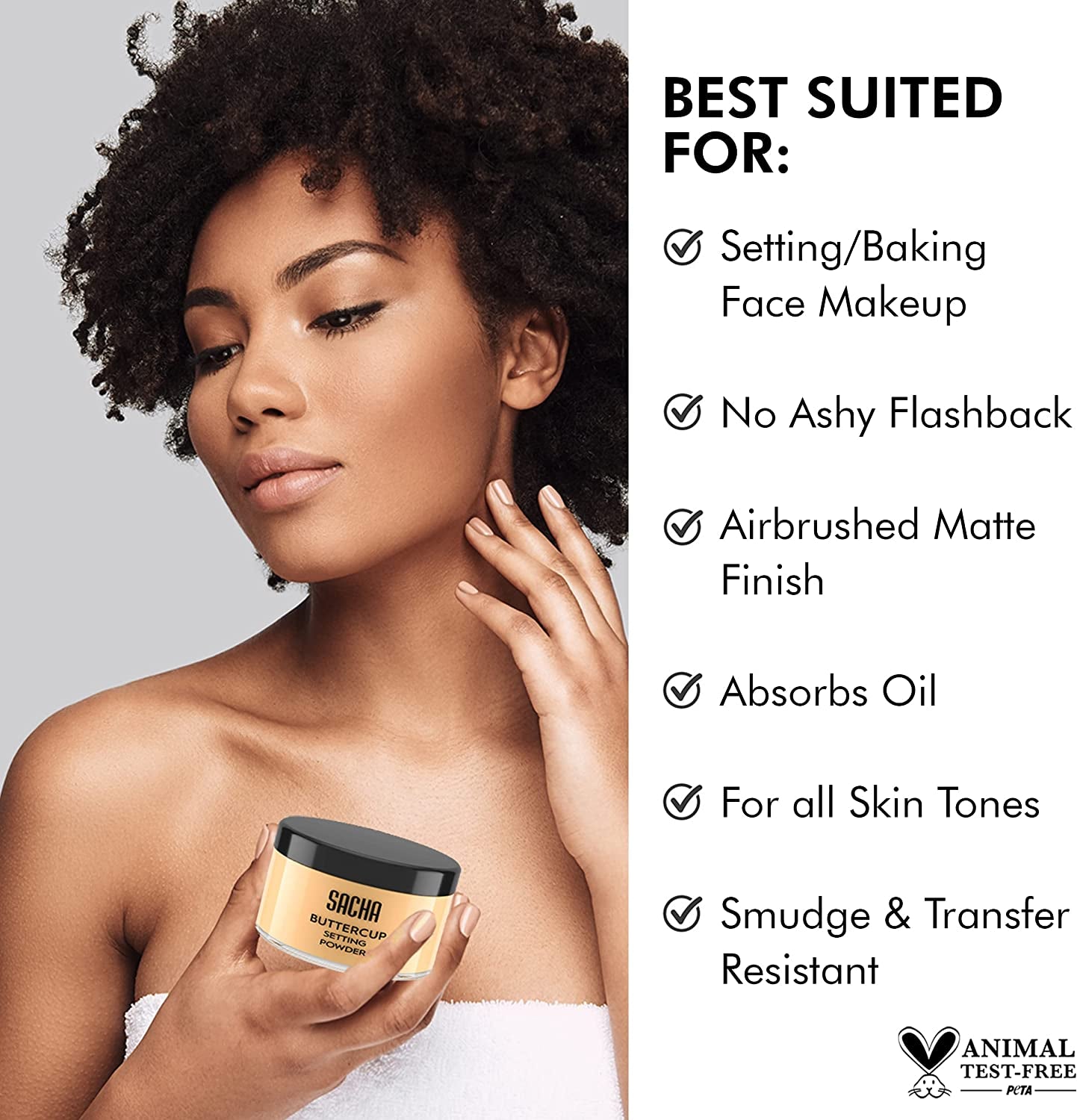 BUTTERCUP POWDER. No Ashy Flashback in Selfies & Photos. Flash-Friendly Loose Face Powder for Medium to Deep Skin Tones 1.25 Oz