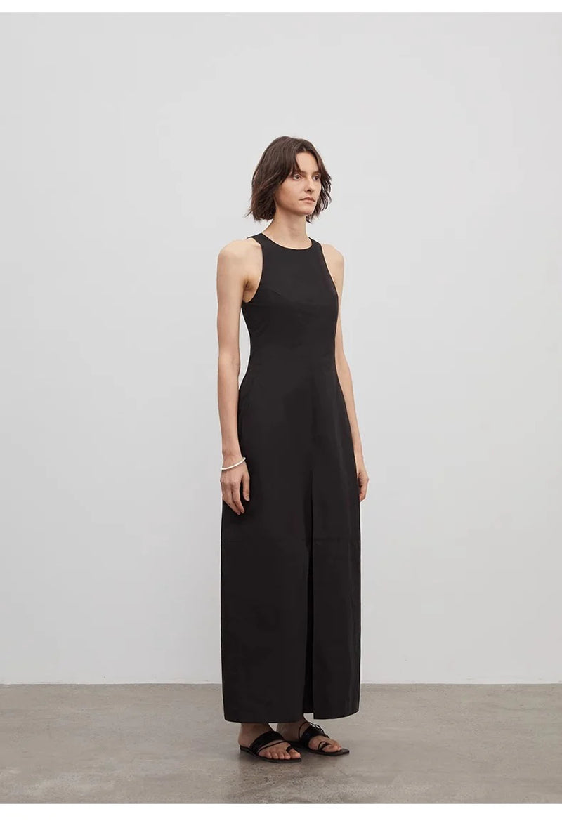 "Plain Poetry" Functional Style Sleeveless Dress Female French Style New Temperament Slim Hepburn Little Black Dress Long Skirt