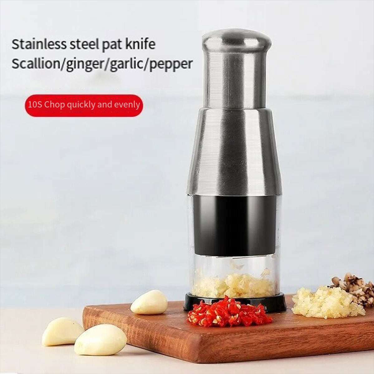 304 Stainless Steel Manual Garlic Press Crusher Mincer Heavy Duty Kitchen Tool