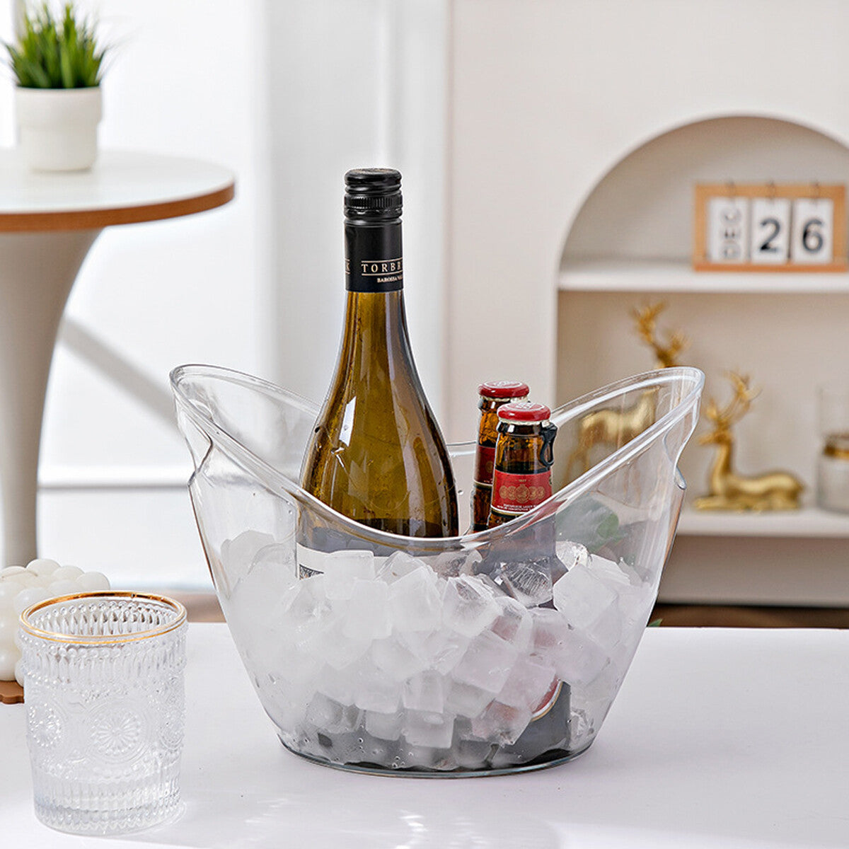 2Pcs Transparent 3.5L Ice Bucket Large Capacity Wine Beer Picnic Cooler Basket