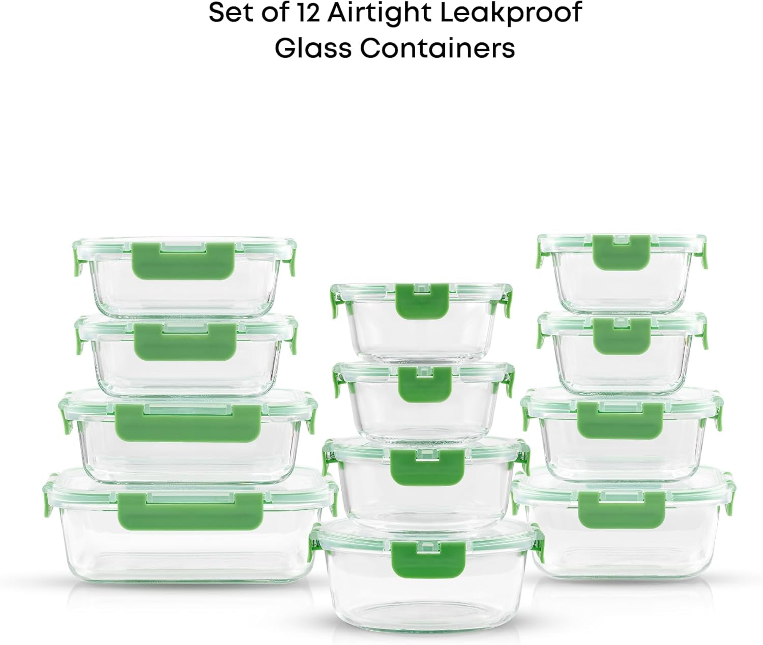 Joyful 24Pc Borosilicate Glass Storage Containers with Lids. 12 Airtight, Freezer Safe Food Storage Containers, Pantry Kitchen Storage Containers, Glass Meal Prep Container for Lunch