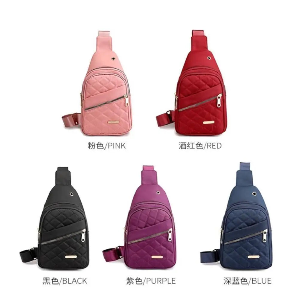 Women'S Embroidery Rhombus Chest Bag Multi-Layer Large-Capacity Single-Shoulder Diagonal Bag Casual Rhombus Chest Handbag 2024
