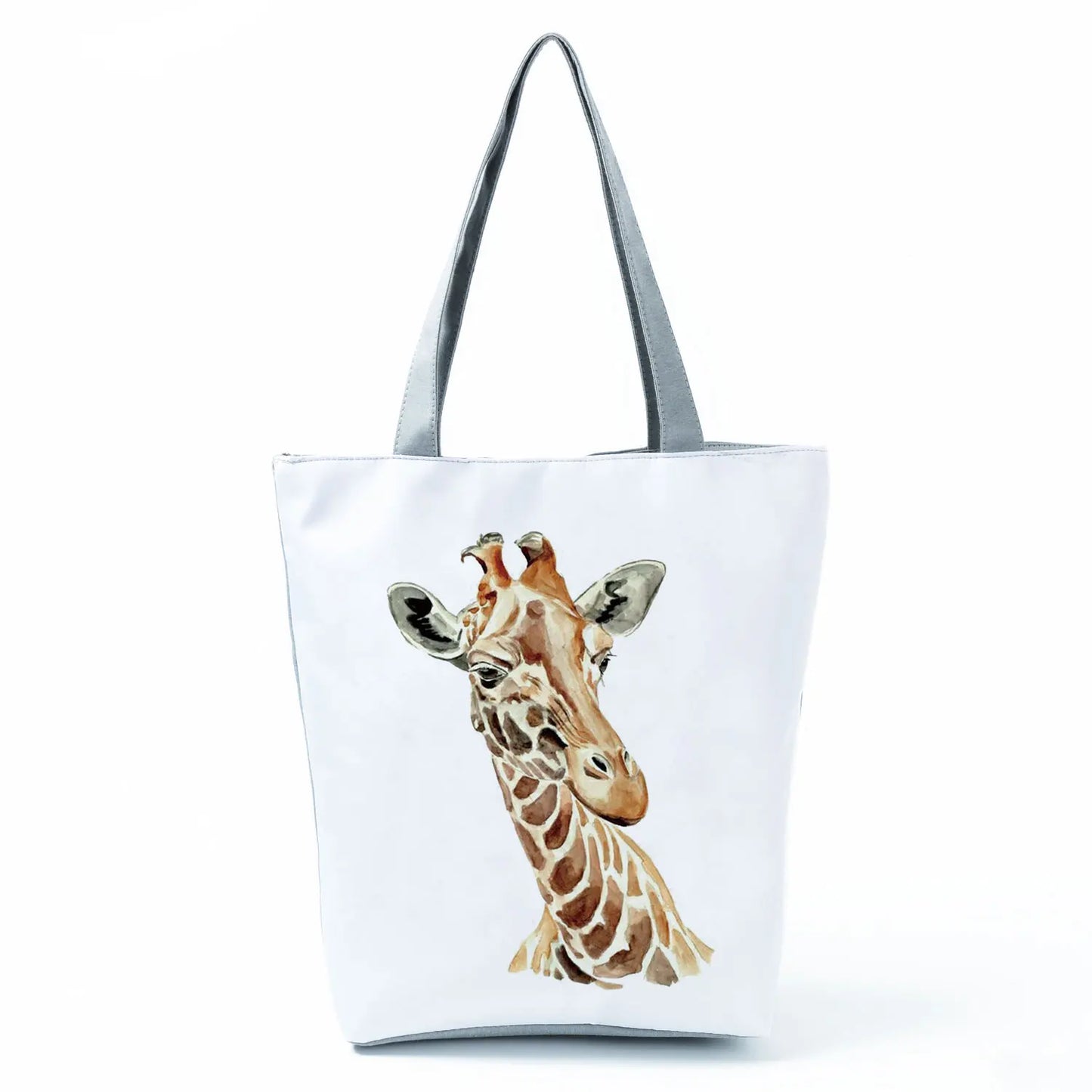 Giraffe Animal Printed Fashion Women Shoulder Bag Cartoon Eco Friendly Portable Shopping Handbags High Capacity Practical Tote