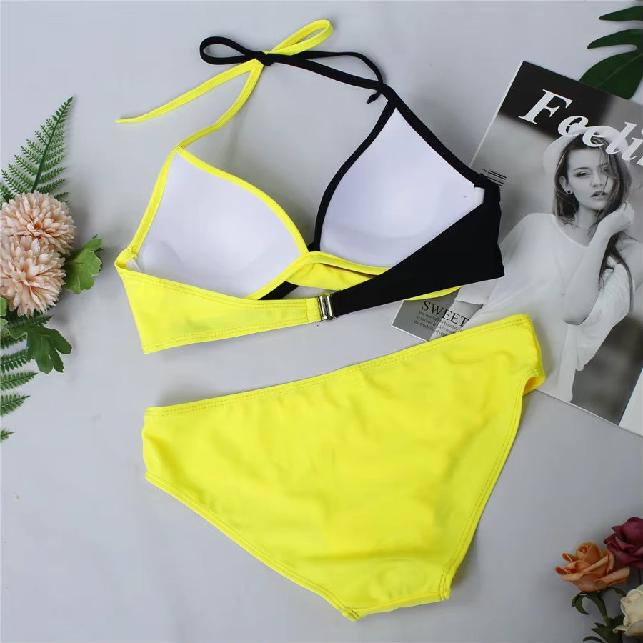 Sexy Bikini Push up Swimwear Women Brazilain Biquinis Feminino 2021 Mujer Swimsuit Tanga Swimming Bathing Suit 2 Piece Set Mujer