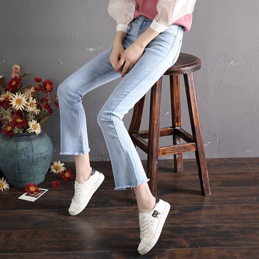 5XL Women Baggy Black Jeans Denim New Solid Wash Skinny Womens High Waist Trousers Streetwear Fashionable Bell Bottom Soft Ins