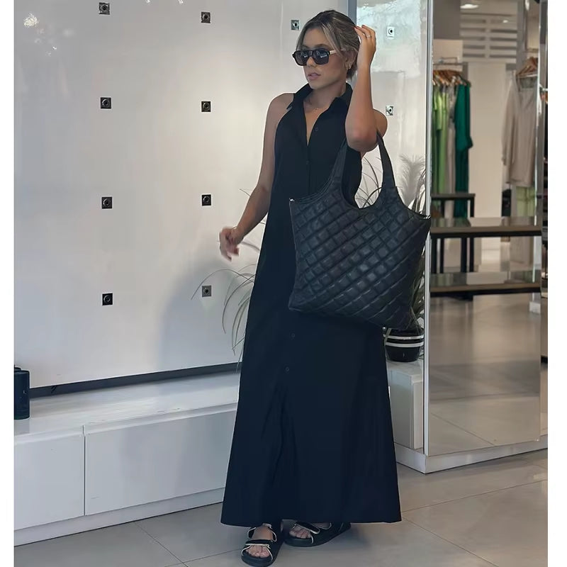 Dresses Summer Women'S 2025 New Neck-Hanging Elegant Long Holiday Dress Women Street Chic Youth Loose Fashion Dress