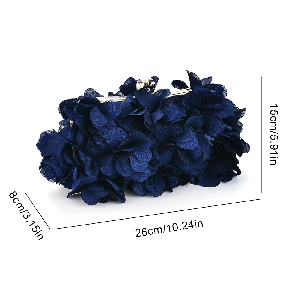 Fashion Flower Evening Clutch Purse Large Capacity Artificial Floral Dinner Bag Women'S Wedding Party Banquet Bag Chic Hobo Bags