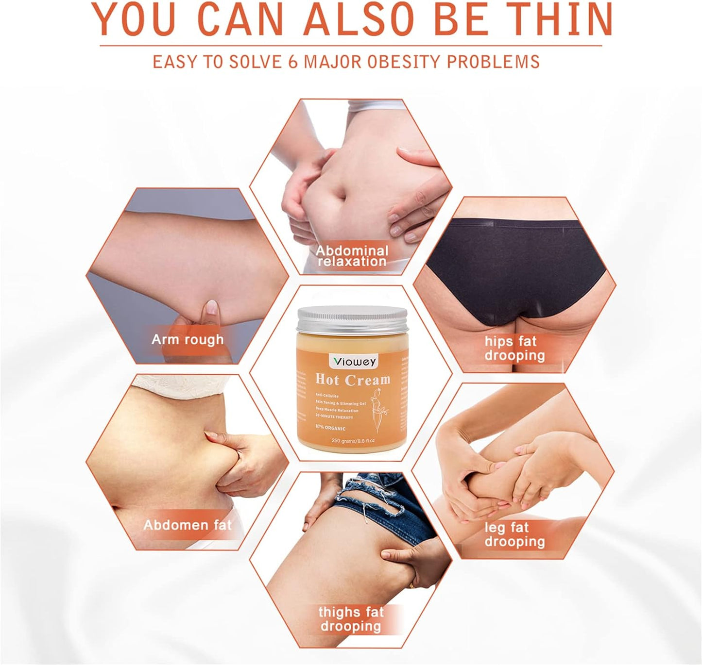 Hot Massage Cream, Cellulite Hot Cream, Body Slimming Firming Fat Burner for Tightening Skin Weight Loss Body Shaper, 8.8 Ounce