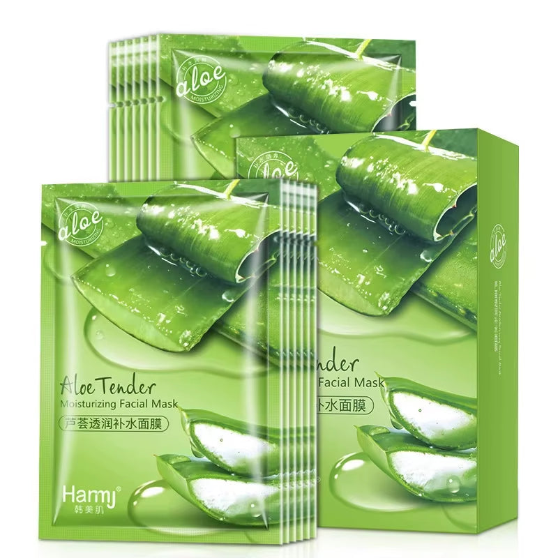 30Pcs Natural Aloe Vera Gel Face Mask Remove Acne Control Oil Depth Replenishment Moisturizing Wrapped Mask Shrink Pores