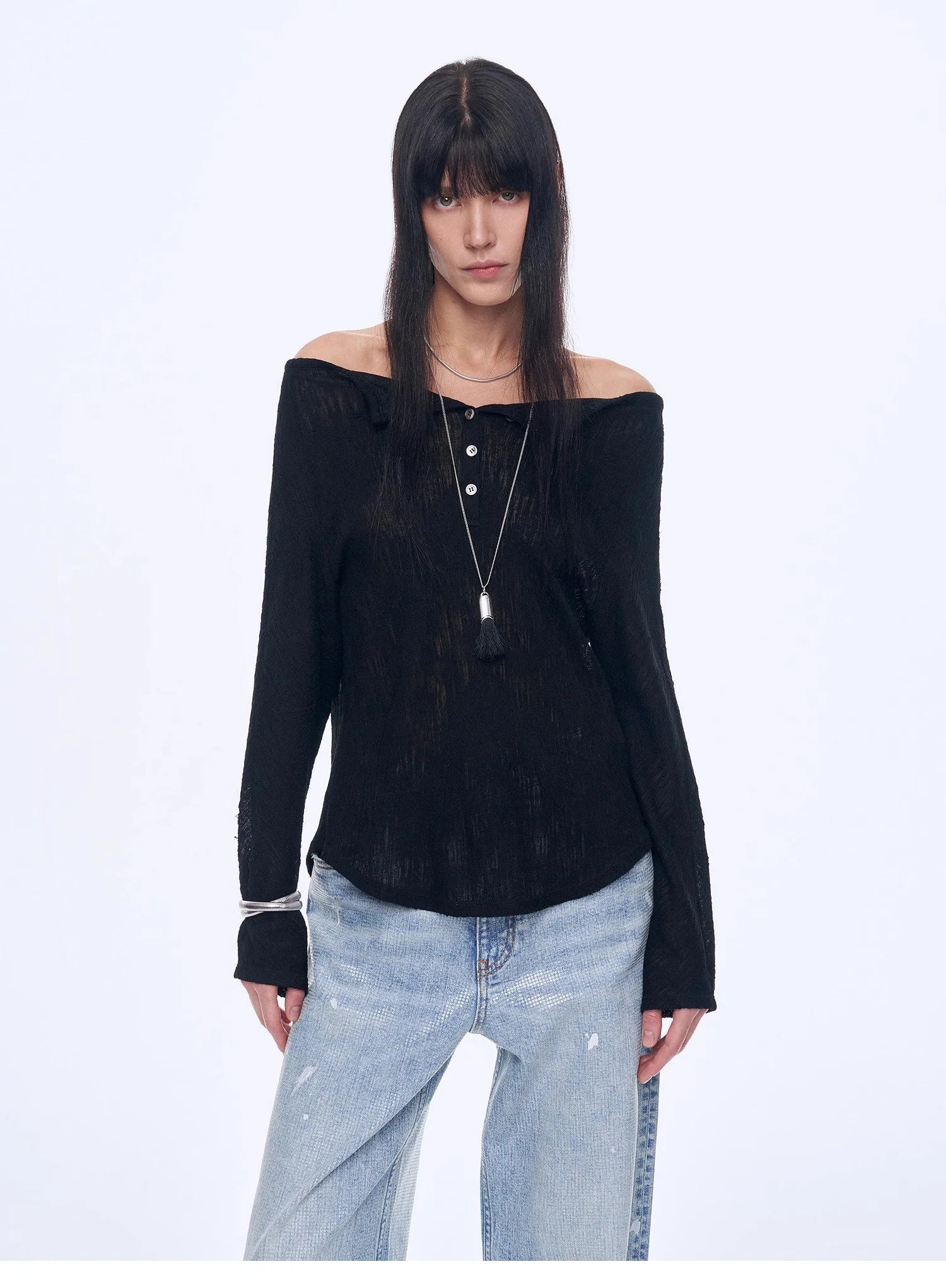 "Fashion Law" Casual One-Shoulder Raglan Sleeve T-Shirt Top