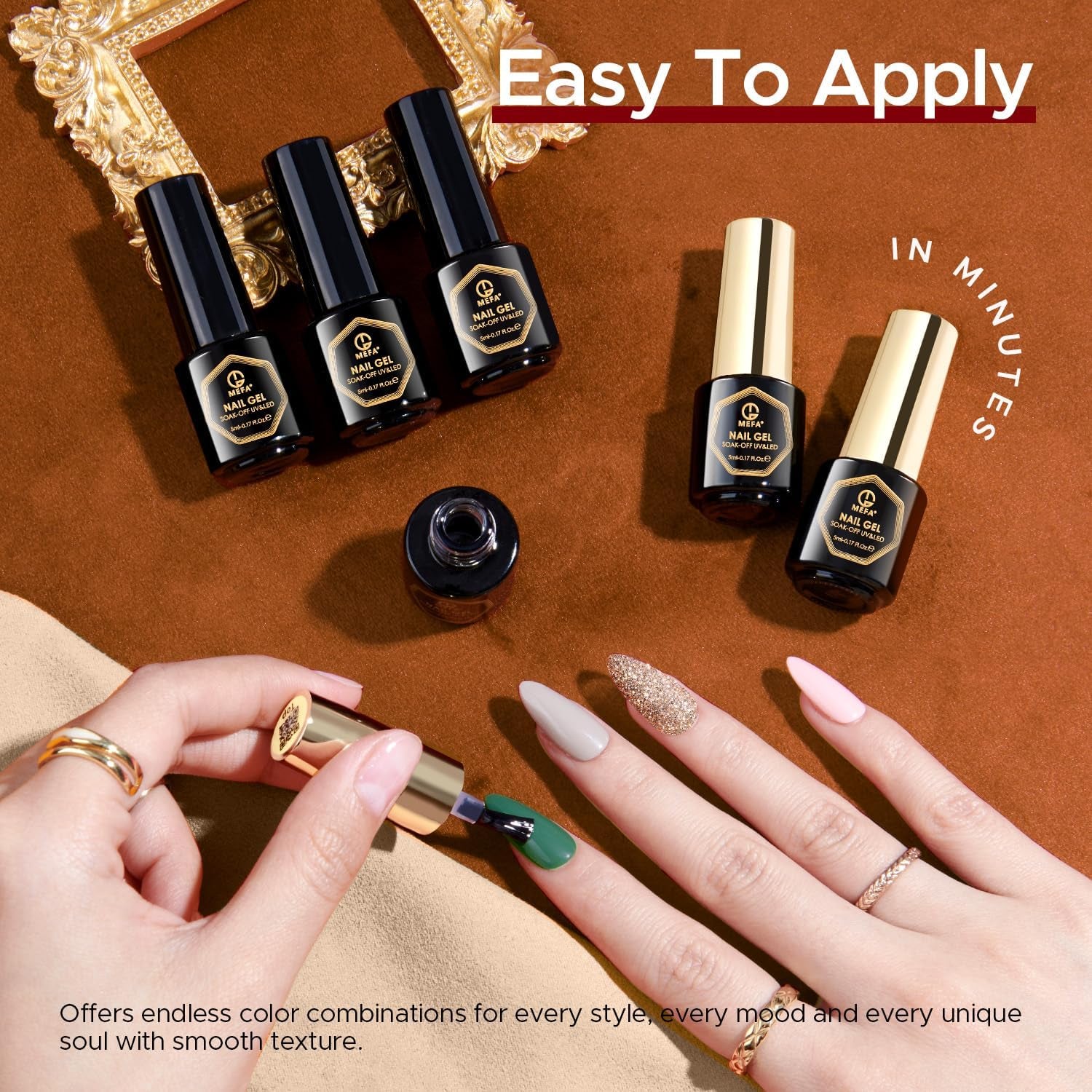 20 Colors Gel Nail Polish Kit, 2024 Nude Pink Brown Glitter Nail Polish Soak off Burgundy Red Blue Green Gold Gel Polish Set with Glossy Matte Top Base Coat Nail Art Manicure DIY Salon Gifts