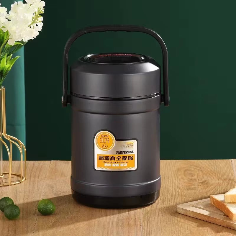Stainless Steel Vacuum Thermal Lunch Box Large Capacity Multiple Layers Insulated Barrel Bento Box Carrying Pot