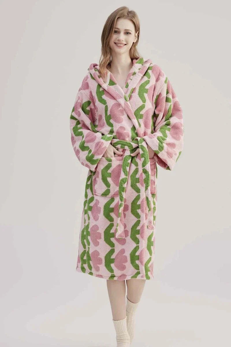 Whimsical Tulip Hooded Bath Robe - 100% Organic Long-Stapled Cotton