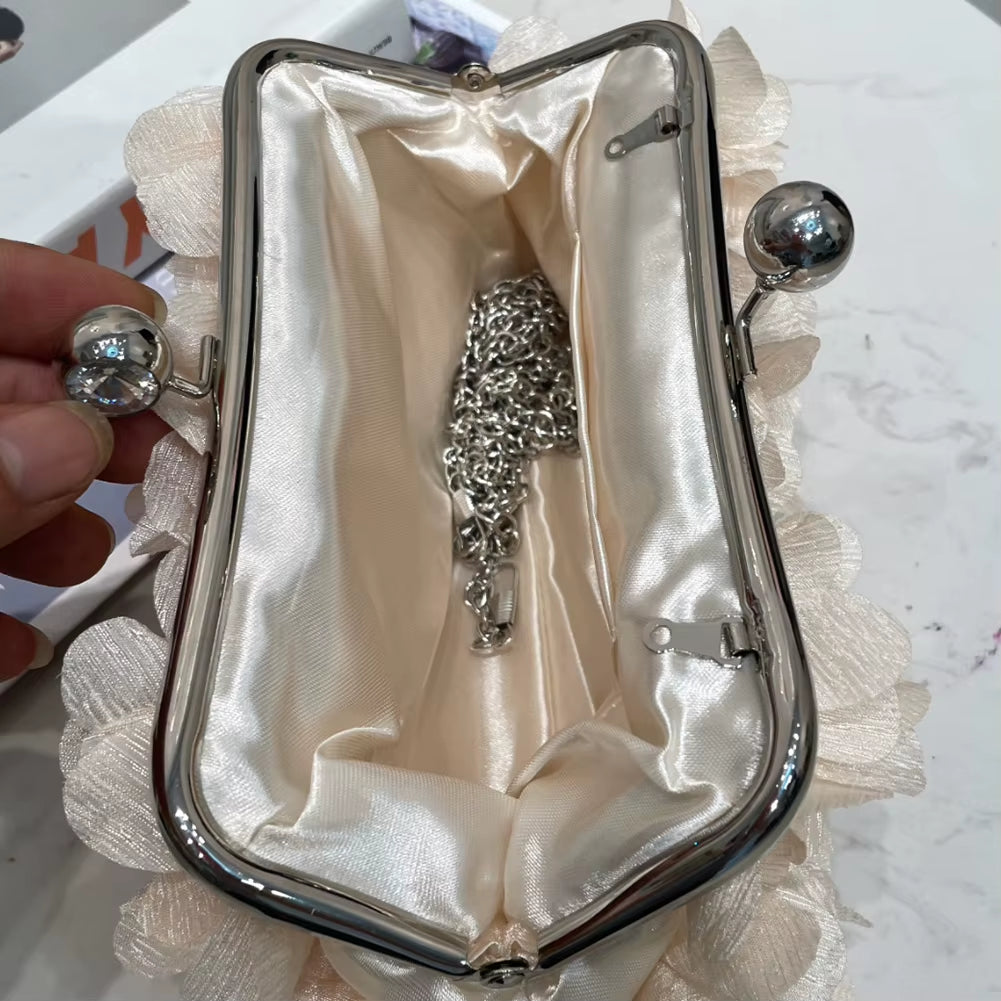 Fashion Flower Evening Clutch Purse Large Capacity Artificial Floral Dinner Bag Women'S Wedding Party Banquet Bag Chic Hobo Bags